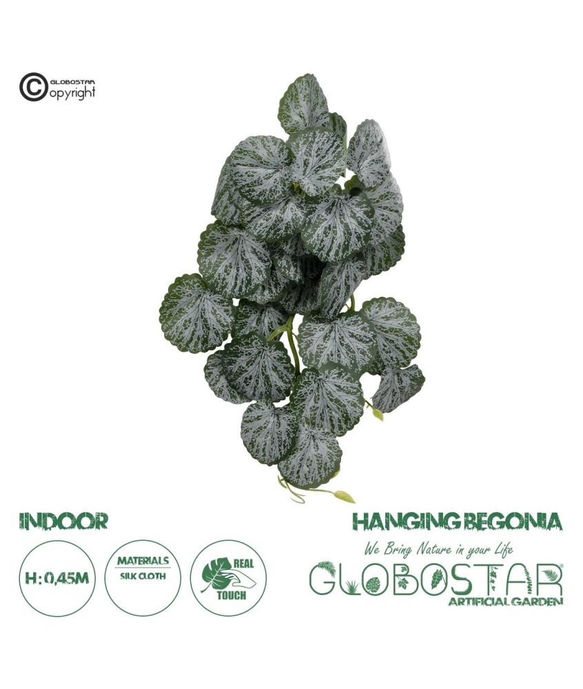 GloboStar® Artificial Garden BEGONIA 20611 Τεχνητό Κρεμαστό Διακοσμητικό Φυτό Βιγόνια Μ30 x Π15 x Y45cm
